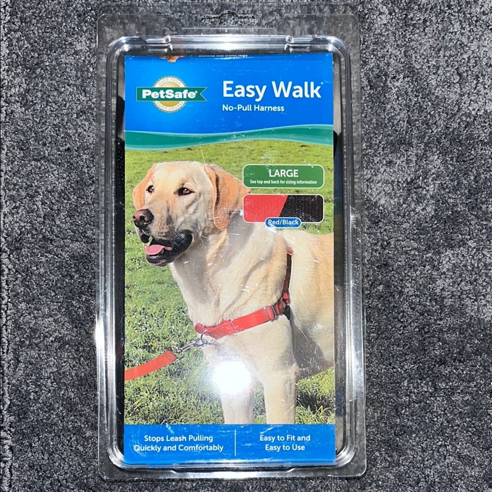 Dog Harness PETSAFE Easy Walk No-Pull Dog Harness - Red/Black Size L NEW!